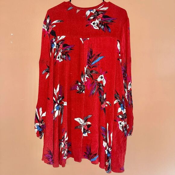 Free People Women's People Tree Swing Tunic - Red Floral - S - Picture 9 of 9